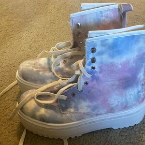Watercolor Canvas Platform Rave Boots
